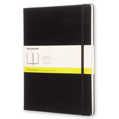 Записная книжка A4-  96л без линовки Moleskine® Classic XLarge твердая обложка на резиновой застежке черная