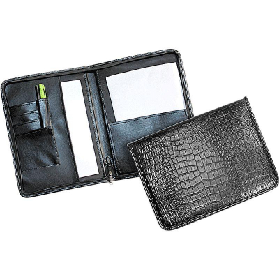 Папка деловая deVENTE 25х35х3см 'Birmingham' на молнии искусственная кожа 'крокодил' черная