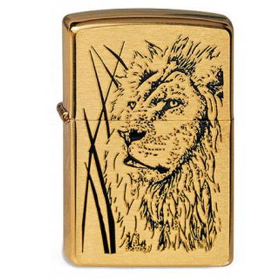 Зажигалка бензиновая Zippo 'Proud Lion' с покрытием Brushed Brass золотистая