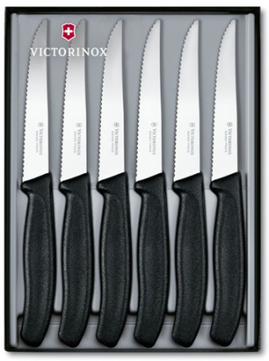 Набор кухонных ножей Victorinox 'Swiss Classic Kitchen' для стейка  6шт черный в подарочной коробке