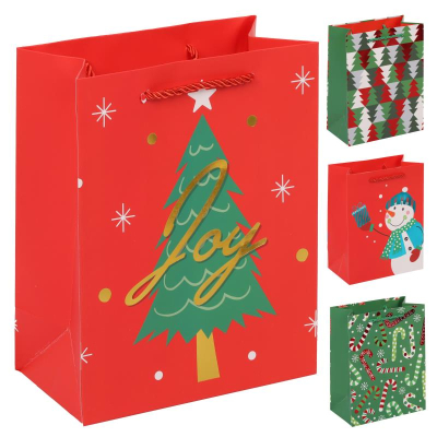 Пакет подарочный новогодний 18х23х10см 'Новогодний праздник' 4 дизайна