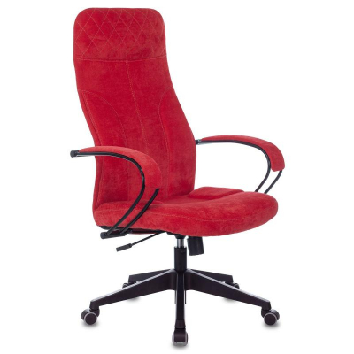 Кресло руководителя Бюрократ  608 ткань вельвет красное