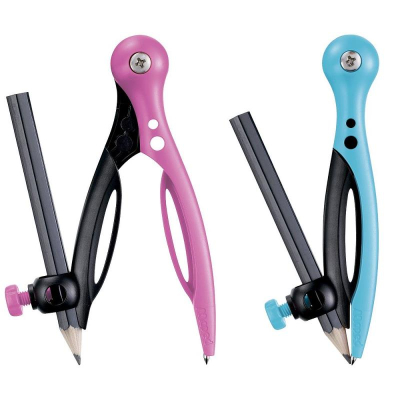 Циркуль пластиковый Maped 'Essentials' 'Pulse' 10см с универсальным держателем синий/розовый в блистере