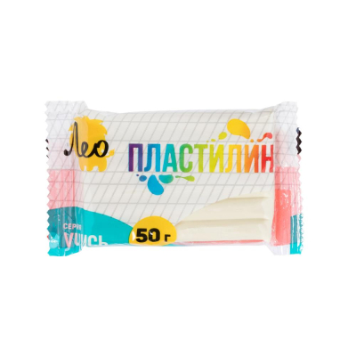 Пластилин в брусках Лео 'Учись'&nbsp;&nbsp;50г белый