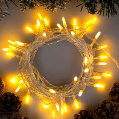 Электрогирлянда&nbsp;&nbsp;5.0м Нить 50 желтых LED ламп 'Игла' прозрачный провод 8 режимов мигания