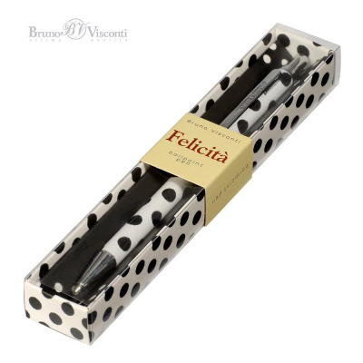 Ручка шариковая BrunoVisconti® 'Felicita' 0.7мм металлический корпус 'Black&Whit Горошек' синие чернила