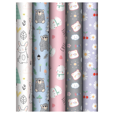 Бумага упаковочная глянцевая MESHU  70х100см 'Сute friends'  5 дизайнов