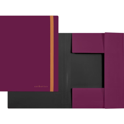 Папка с резиновой застежкой пластиковая A4 до 200л с 3 клапанами deVENTE 'Esthetics' фактура 'soft-touch' бургунди