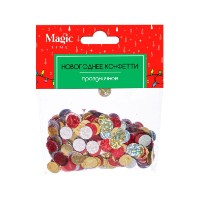 Конфетти новогоднее в форме кружочков 15гр разноцветный металлик