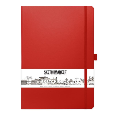 Блокнот для набросков Sketchmarker 21х30см 140г  80л твердая обложка красный