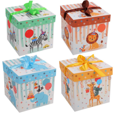 Коробка подарочная квадратная 15х15х15см 'Веселый праздник' складная ассорти