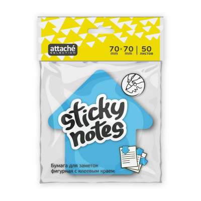 Липкий блок фигурный Attache Selection 'Стрелка'&nbsp;&nbsp;70х70мм&nbsp;&nbsp;50л голубой Неон