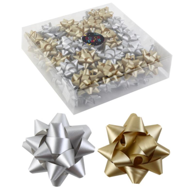 Бант декоративный  48мм золото серебро ассорти полипропилен