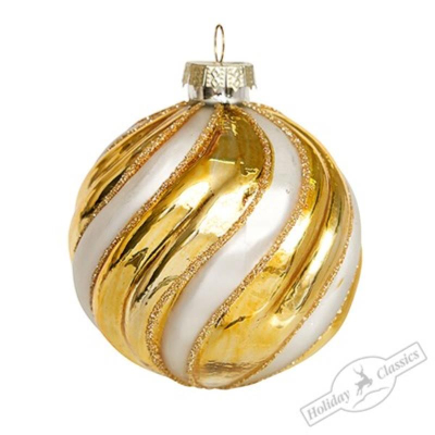 Шар  80мм жемчужный 'Золотая волна' стекло