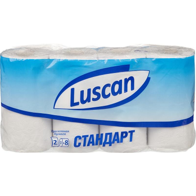 Бумага туалетная Luscan Standart 2 слоя  8рул х175 листов с тиснением белая