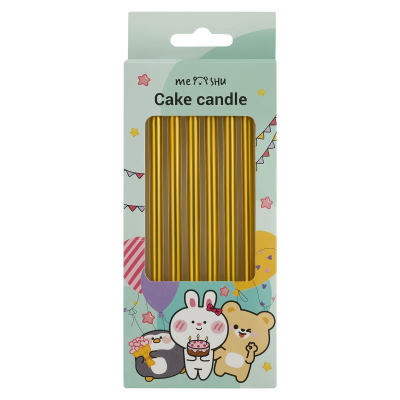 Свечи для торта MESHU 'Straight gold' 11см 6шт золото