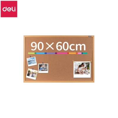 Доска пробковая&nbsp;&nbsp;90х60см Deli деревянная рамка