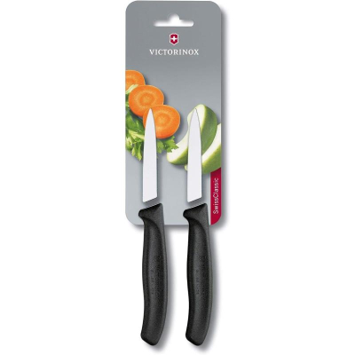 Набор кухонных ножей Victorinox 'Swiss Classic Kitchen' для овощей и фруктов  2шт черный в блистере