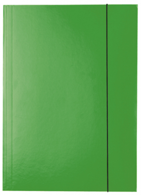 Папка с резиновой застежкой картонная A4 до 400л с 3 клапанами Esselte глянцевая зеленая
