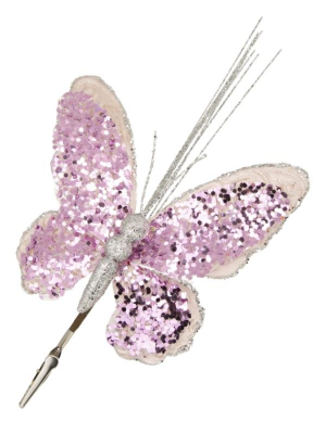 Бабочка на прищепке 17х36см розовая
