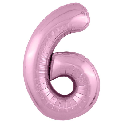 Шар воздушный фольгированный Цифра '6' розовый фламинго Slim Agura 102см