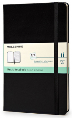 Записная книжка A6  96л с нотным станом Moleskine® Classic Pocket черная твердая обложка на резиновой застежке 