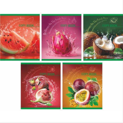 Тетрадь A5&nbsp;&nbsp;48л клетка на скрепке Lamark картонная обложка ВД-лак 'Фрукты' 5 дизайнов