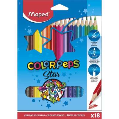 Карандаши  18цв Maped Color'Peps 'Star' трехгранные в картонной коробке