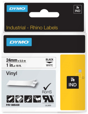 Картридж ленточный Dymo® Rhino 24мм х5.5м виниловый черный шрифт/белый фон