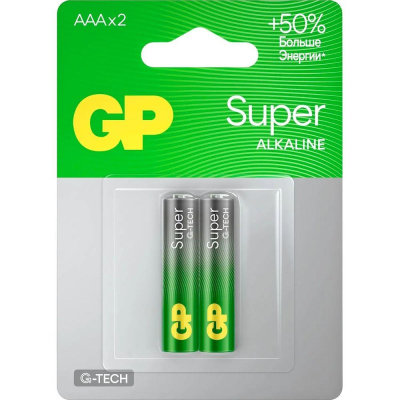 Батарейка GP&nbsp;&nbsp;1.5V AAA/LR03 Super Alkaline&nbsp;&nbsp;2шт в блистере