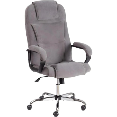 Кресло руководителя EasyChair 'Priority' хромированная крестовина ткань флок серое
