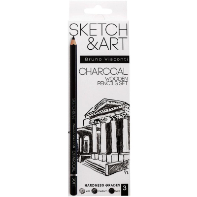 Угольные карандаши BrunoVisconti® 'Sketch&Art'&nbsp;&nbsp;6шт мягкий/средний/твердый
