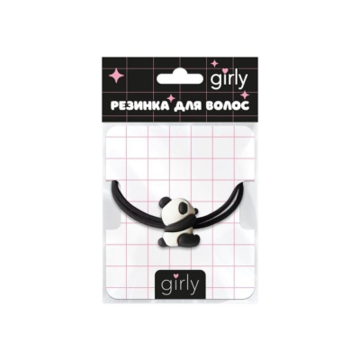 Резинка для волос GIRLY 'Панда' черная