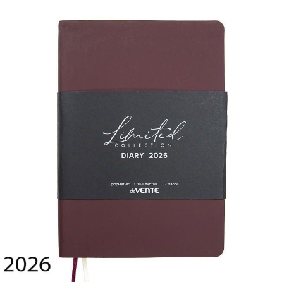 Ежедневник 2026 A5 deVENTE 'Nobile' 352стр тонированный блок гибкая обложка искусственная кожа Soft touch бордовый