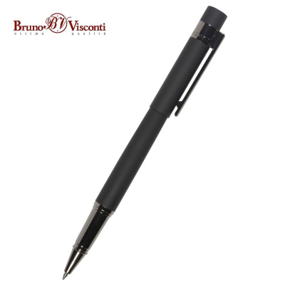 Роллер BrunoVisconti® 'Verona' 0.7мм металлический Soft touch черный корпус в металлическом футляре синие чернила
