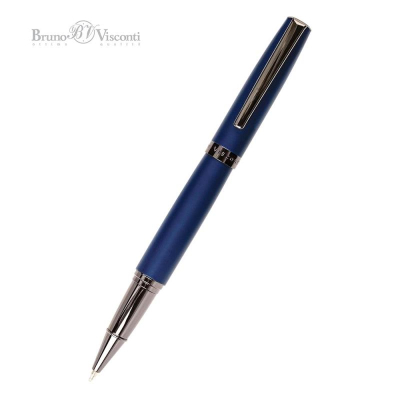 Роллер BrunoVisconti® 'Sorrento' 0.7мм металлический Soft touch синий корпус в картонном тубусе синие чернила
