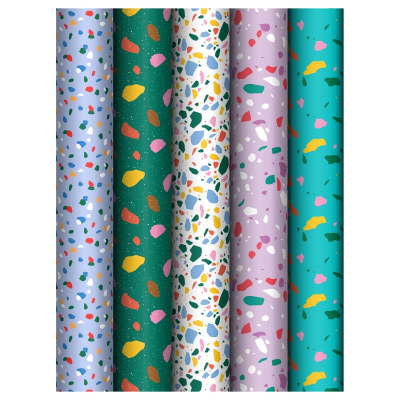 Бумага упаковочная глянцевая MESHU  70х100см 'Terrazzo'  5 дизайнов