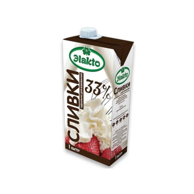 Сливки 33% Эlakto 1л