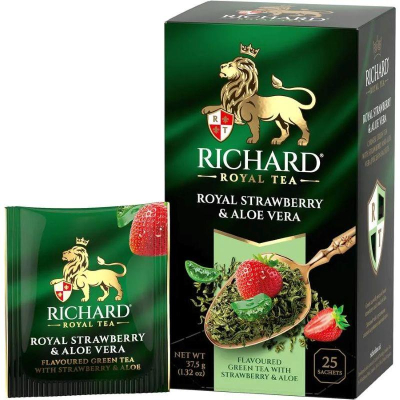 Чай Richard зеленый 'Royal Strawberry & Aloe Vera' китайский с клубникой и алоэ вера  25пак х 2г