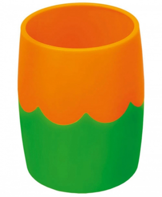 Стакан для ручек СТАММ Двухцветный PP зелено-оранжевый