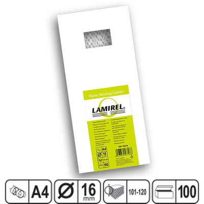Пружина пластиковая Lamirel 16мм 101-120 листов белая&nbsp;&nbsp;100шт