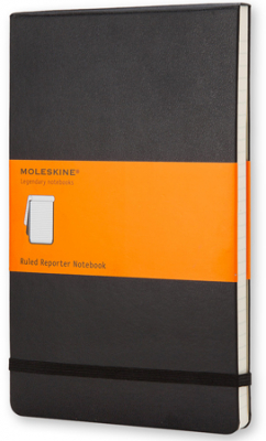 Записная книжка A6  96л линейка Moleskine® Reporter Pocket твердая обложка на резиновой застежке черная