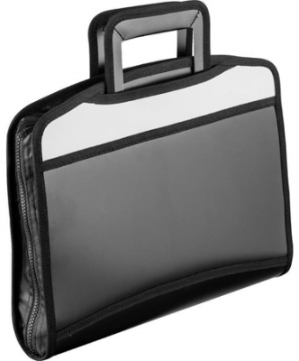 Папка-портфель A4+  5 отделений Attache 35х28х7см с выдвижными ручками на молнии пластиковый серо/черный