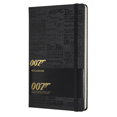 Записная книжка A5 120л линейка Moleskine® LE James Bond Large твердая обложка на резиновой застежке черная