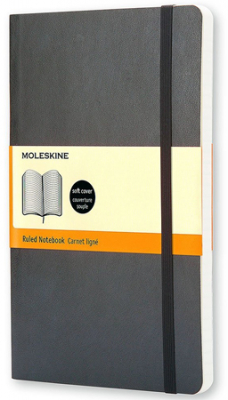 Записная книжка A5  96л линейка Moleskine® Classic Soft Large мягкая обложка на резиновой застежке черная