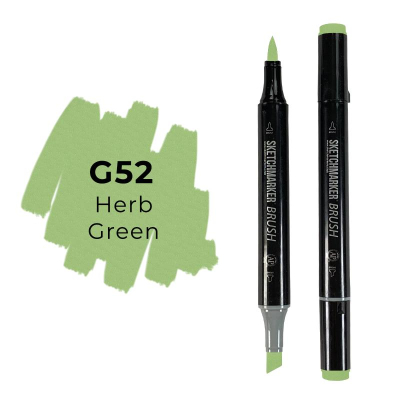 Маркер художественный спиртовой Sketchmarker Brush зеленый травяной двусторонний