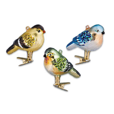 Птичка робин на клипсе 7.5см стекло