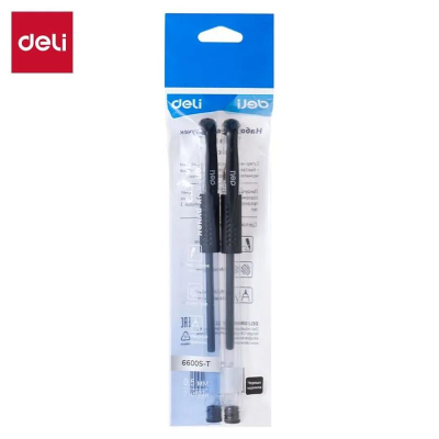 Ручки гелевые Deli&nbsp;&nbsp;2шт 0.5мм 'E6600' 'Для ЕГЭ' с резиновой манжетой черные