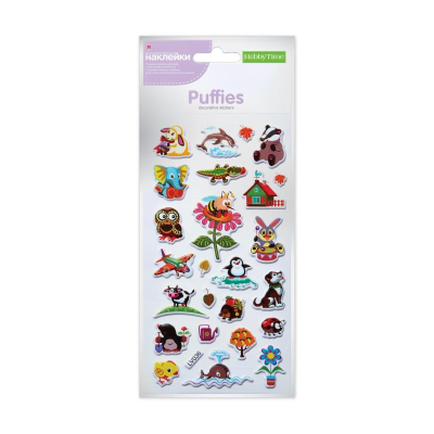 Наклейки декоративные бумажные объемные Hobby Time 'Веселые зверюшки'  3 вида ассорти