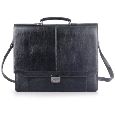 Портфель Алекс 41x34x10см 'Бизнес'  2 отдела с ремнем винилискожа черный